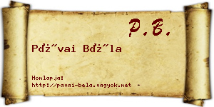 Pávai Béla névjegykártya